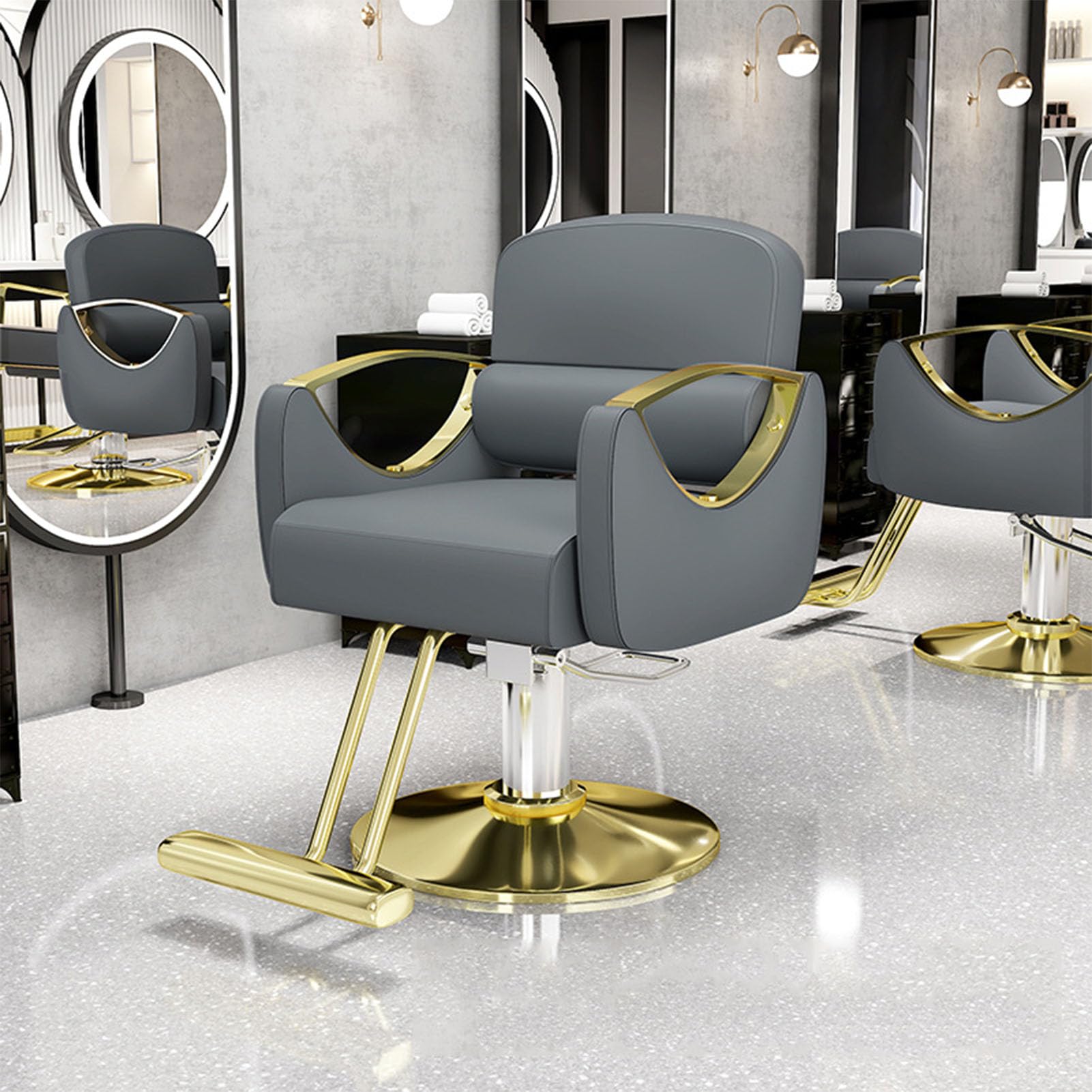 OZBMA Professional 360-Degree Swivel Salon Chair - Adjustable Beauty Equipment for Barbershop and Home Use (Color C)