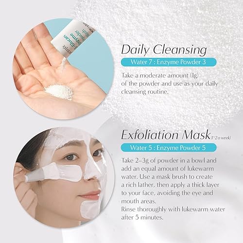 Miniatura 4 de Petitfee B-Glucan Enzyme Wash 0.04 oz*20ea - Limpiador facial, polvo limpiador con extracto de papaya papaína, extracto de arroz para exfoliación