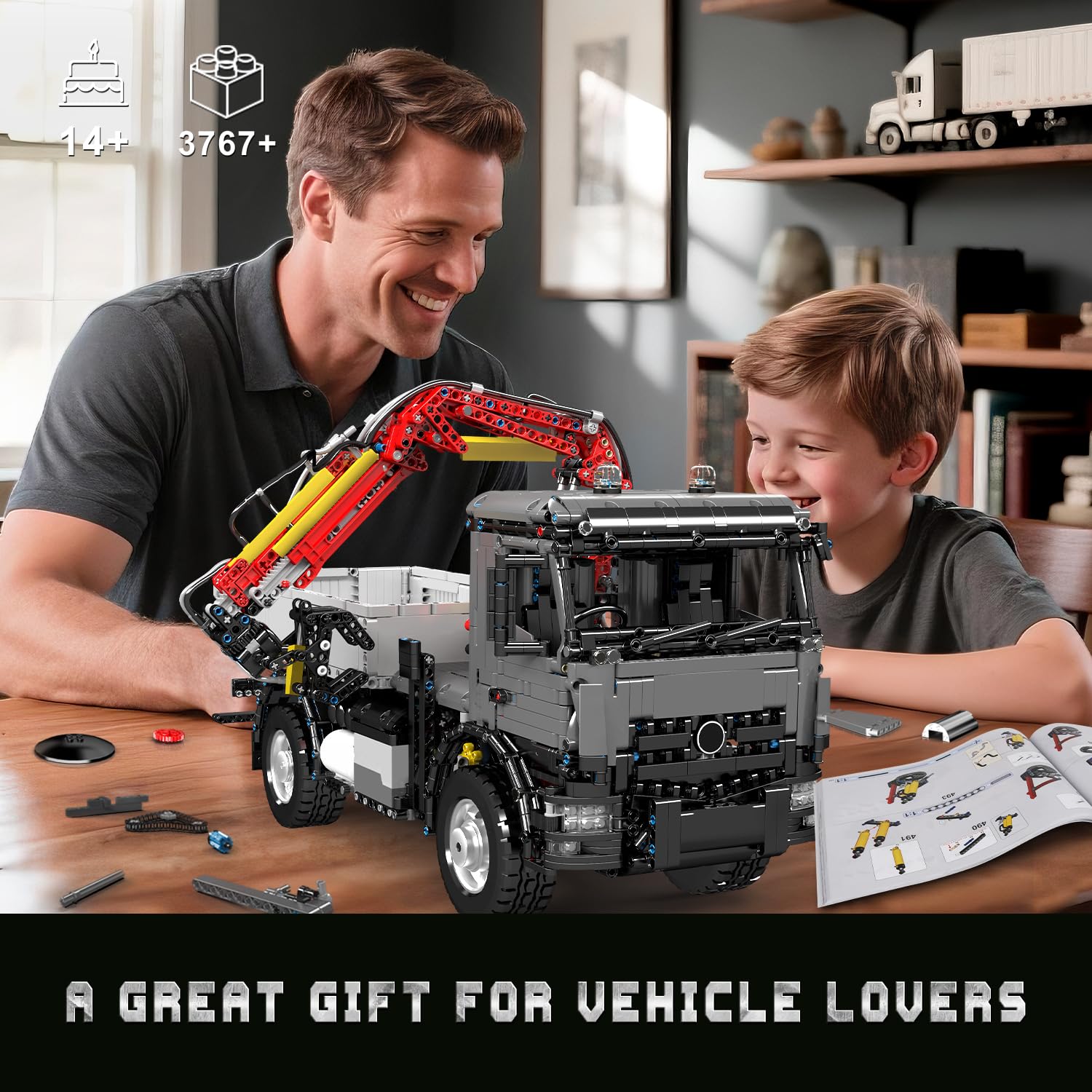 Mould King Camion-Grue Tout-Terrain à Construire - Kit de Blocs de Construction Motorisé avec Télécommande par Application et Grue Pneumatique pour Adolescents (14+) et Adultes (3767+ Pièces)