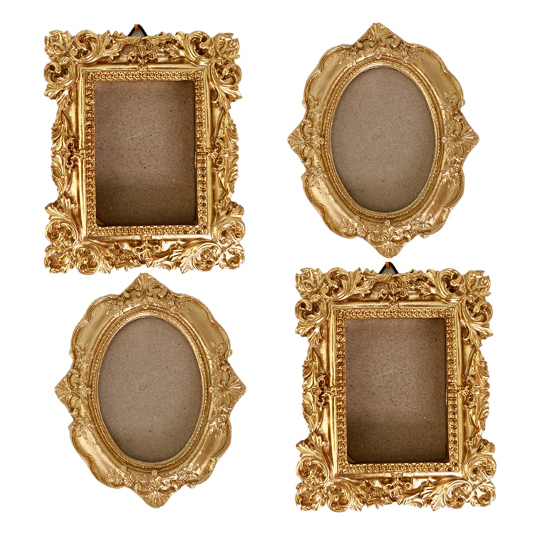 Cadre photo décoratif vintage en résine dorée style baroque