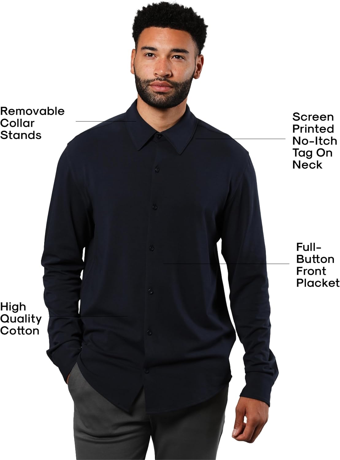 True Classic Long Sleeve Shirts for Men – Casual Mens Dress Shirts, Stretch Button Down Shirt Men, Slim & Relaxed Fits - Image 3
