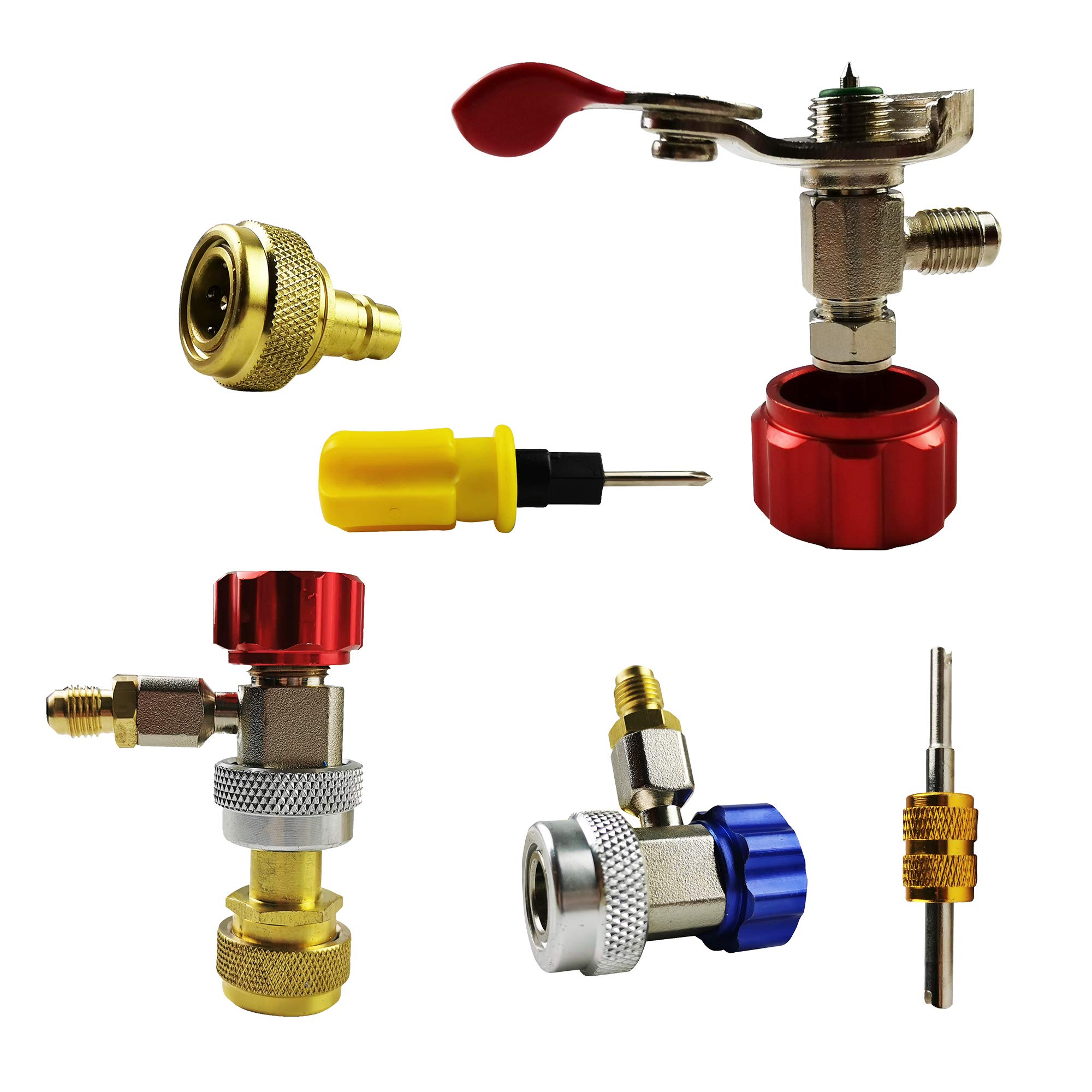 Ensemble de jauge de collecteur de climatisation R1234YF R134A - 4 valves - Jauge de collecteur compatible avec les réfrigérants R1234YF R134A et R404A
