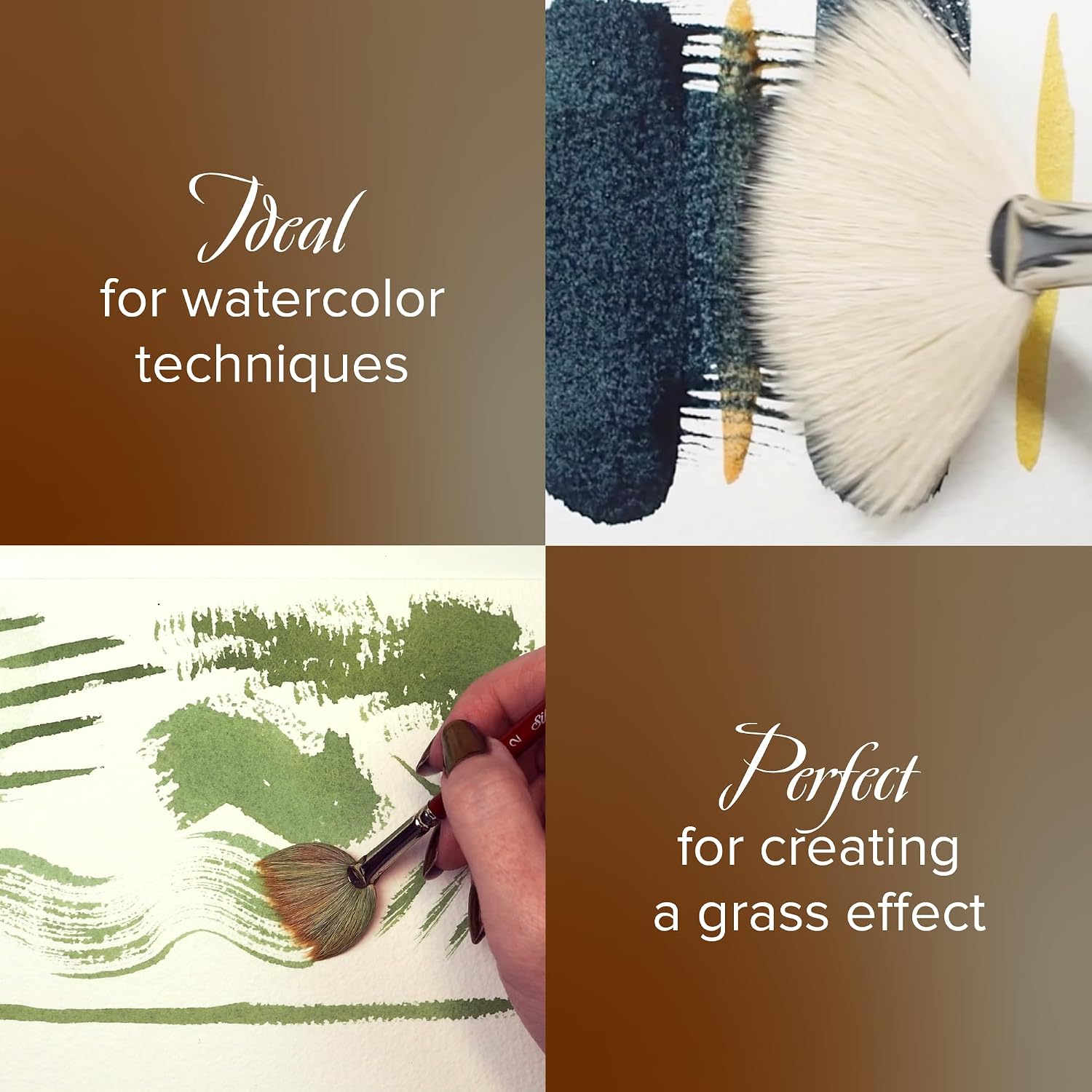 Silver Brush Limited 5504S-6 Alpine White Goat Hair Fan Paintbrush for Watercolor, Oil, Acrylic, Pastels, Charcoal & Encaustics, Size 6, Short Handle