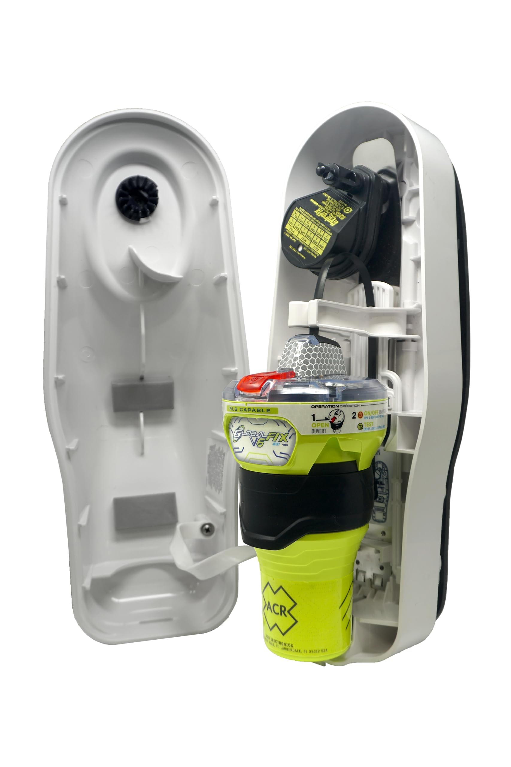 ACR GlobalFix V6 EPIRB GPS – SOS Satelital 406 MHz, GNSS, RLS, App Móvil, Soporte Cat 1 con Liberación Automática (2853), Señal 121.5 MHz, Batería 10 Años, Sin Suscripción