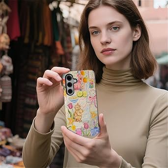 for Samsung Galaxy S23 Plus Case,Dual-Layer TPU Silicone + PC Hard,Shockproof and Scratch-Resistant Phone Case Hand-Painted Floral Cat Collage