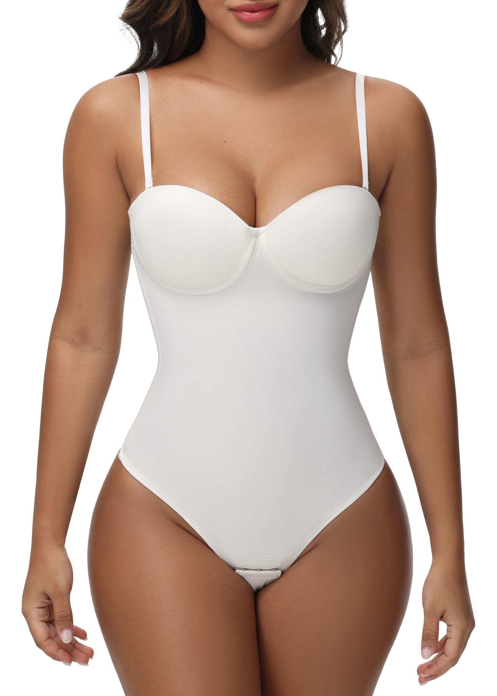 SHAPSHE Strapless Shapewear Corset Bodysuit Tops for Women Tummy Control V Neck Thong Body Shaper Going Out Outfits