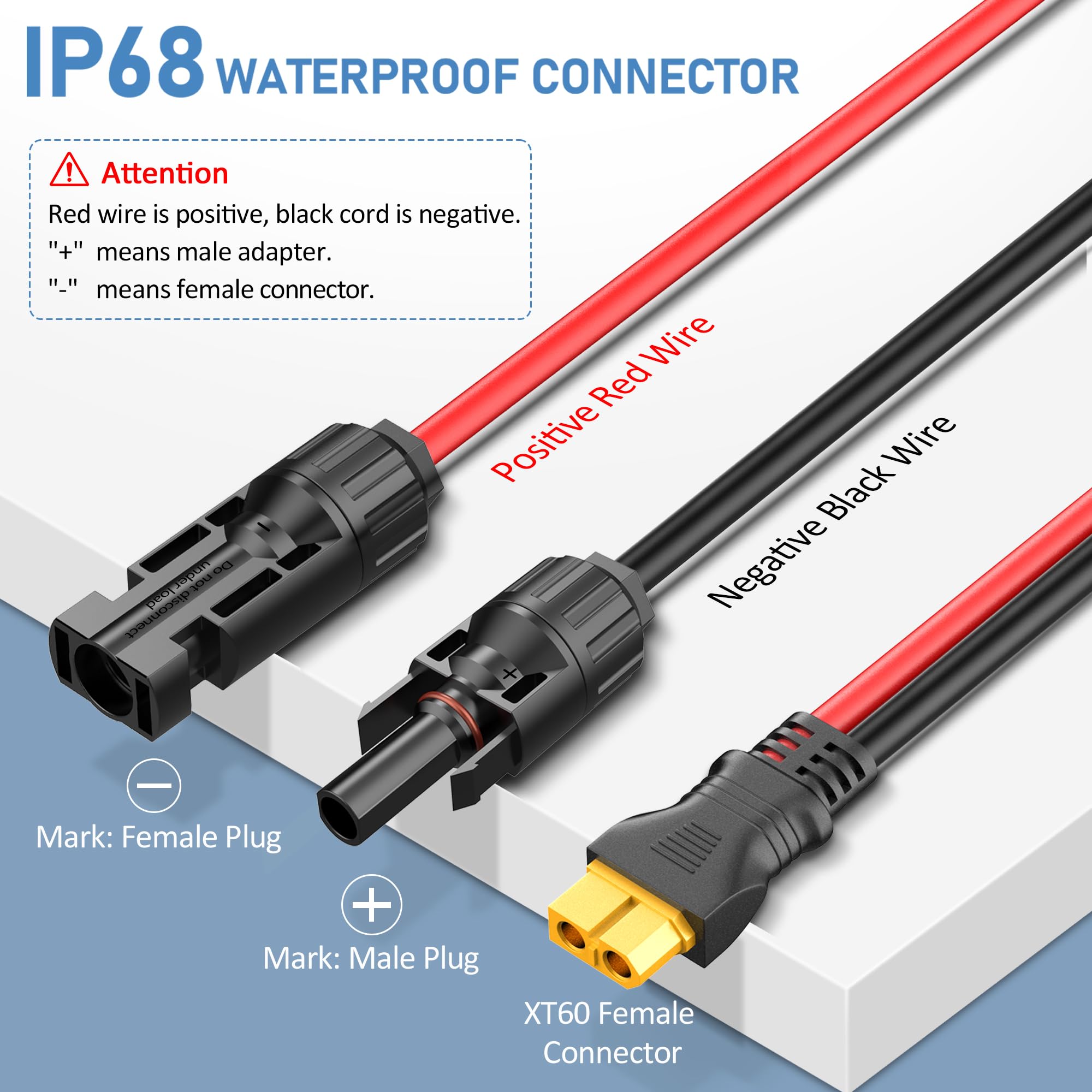 Złącze solarne do kabla XT60 (10AWG 1,5 m), przedłużacz ładowania akumulatora słonecznego do generatora Ecoflow, panel słoneczny do formowania wtryskowego, żeński przewód adaptera XT60 do