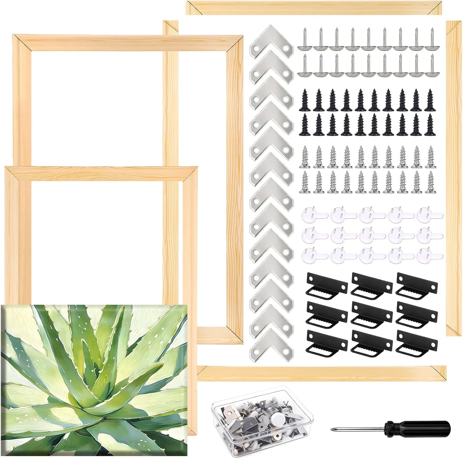 3 Set DIY Wood Canvas Stretcher Bars, 16x20/16x24/12x16 Inch Multi-Size Flexible Canvas Frame Kit for Gallery Wrap Oil Painting Painting Embroidery Stitch and Needlepoint Art Supplies Easy Assembly