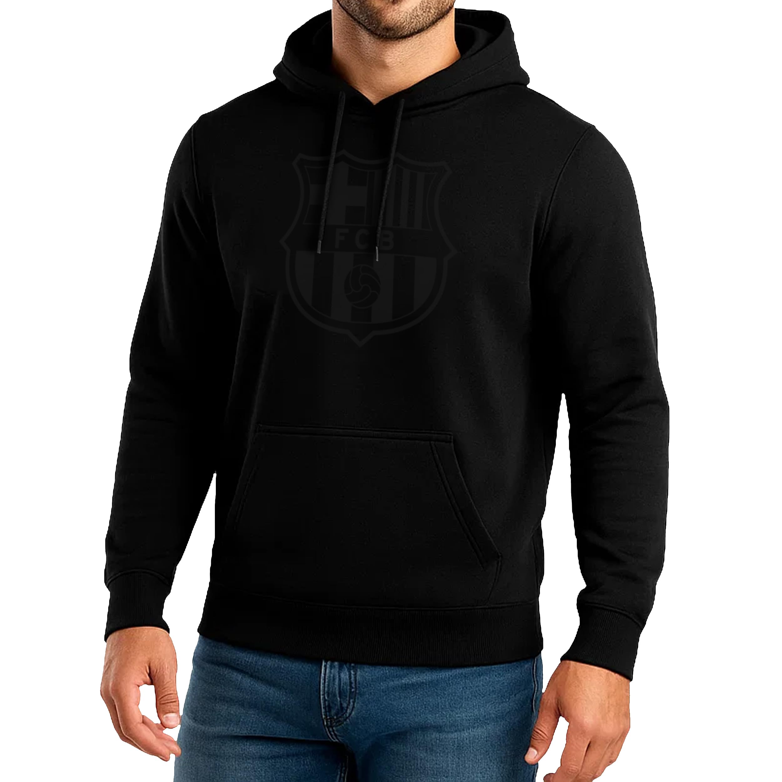 mens Icon Sports Blackout Cotton Hoodie Hooded Sweatshirt