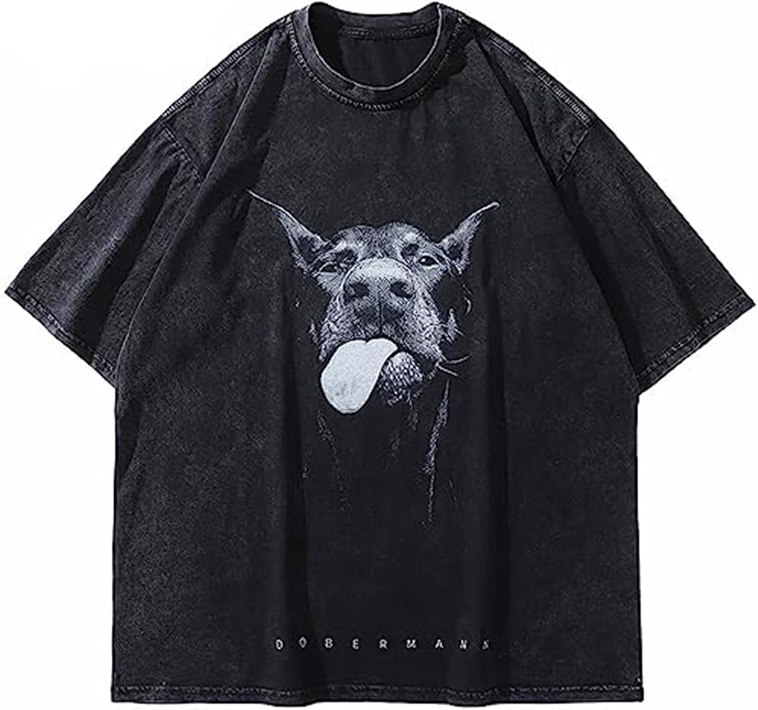 Men's Dog Graphic Oversized Round Neck T-Shirt
