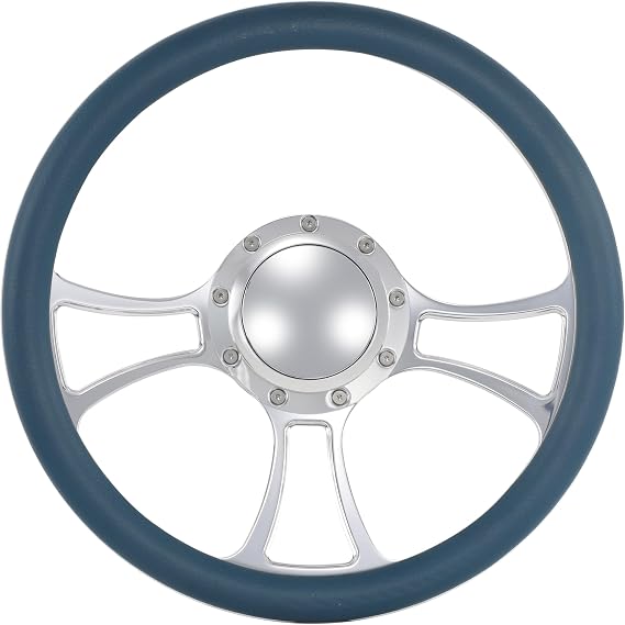 14'' Viral Billet Steering Wheels Blue Half Wrap Restoration Compatible with Suburban El Camino GMC(Blue)