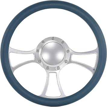 14'' Viral Billet Steering Wheels Blue Half Wrap Restoration Compatible with Suburban El Camino GMC(Blue)