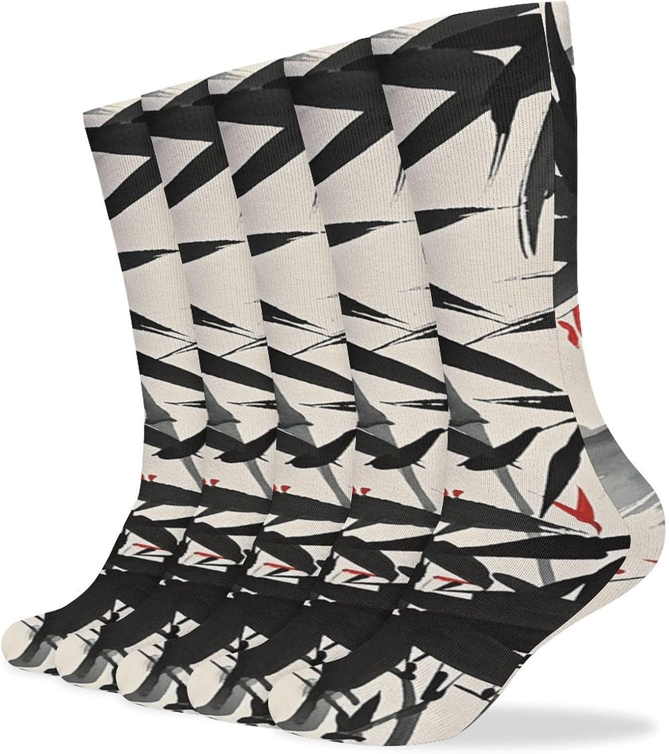 Breathable Boot Sock Red Sun And Mountains Socks for Women Men Cotton Sock Moisture-Wicking Warm Stockings Casual Long Socks for Hiking Work Sports 5 Pairs