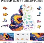 MYS A·U·R Puzzle en bois pour adultes, Puzzles en bois de serpent(16.6 * 16.9in-500pcs), Puzzles animaux adultes de forme unique,Puzzles en bois irréguliers Meilleur cadeau pour les adultes et les enfants jeu de famille