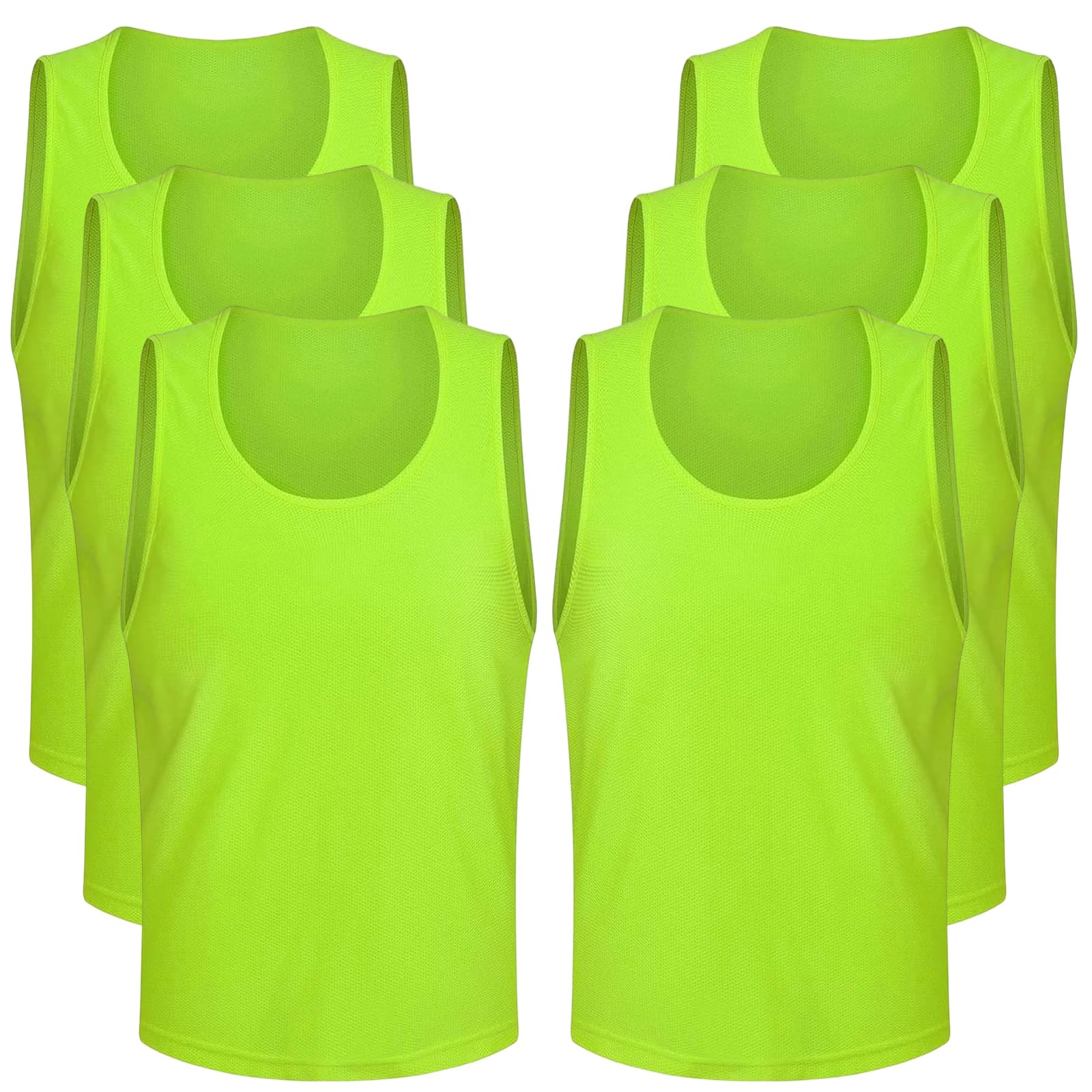 Casacche Calcio Adulti 6 Pezzi, Verde Pettorine da Allanamento Bavaglini da Calcio, Mesh Scrimmage Gilet Traspirante di Basket Pallavolo, Pettorine per Allenamento a Squadre, XL
