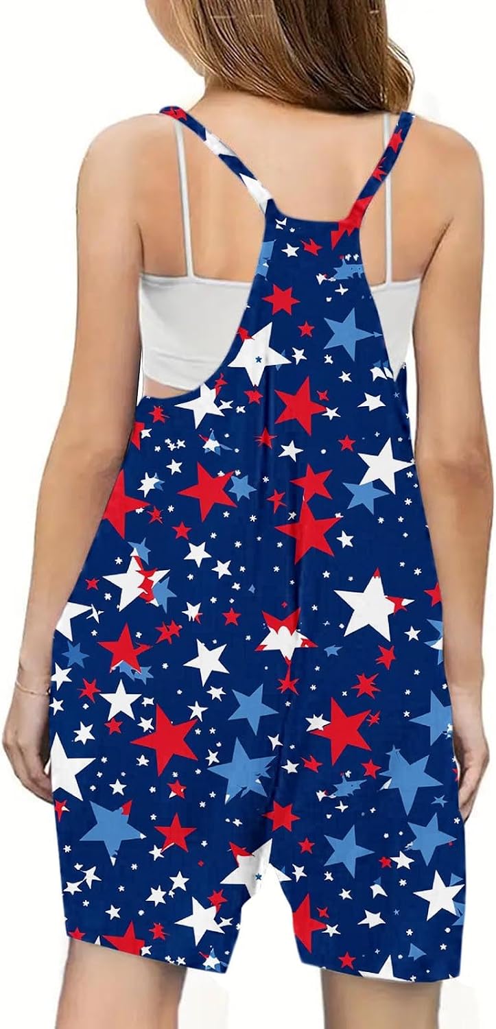5-14T Girls Shorts Jumpsuits 4th of July Independence Day Kids Party Romper Loose Comfy Bib Overalls Playsuits