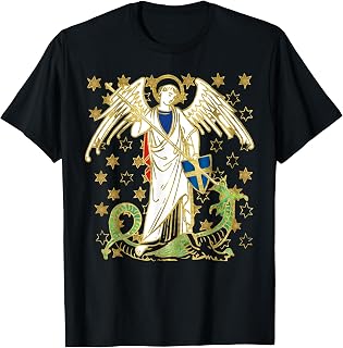 St. Michael the Archangel Icon Dragon Catholic Angel Vintage T-Shirt
