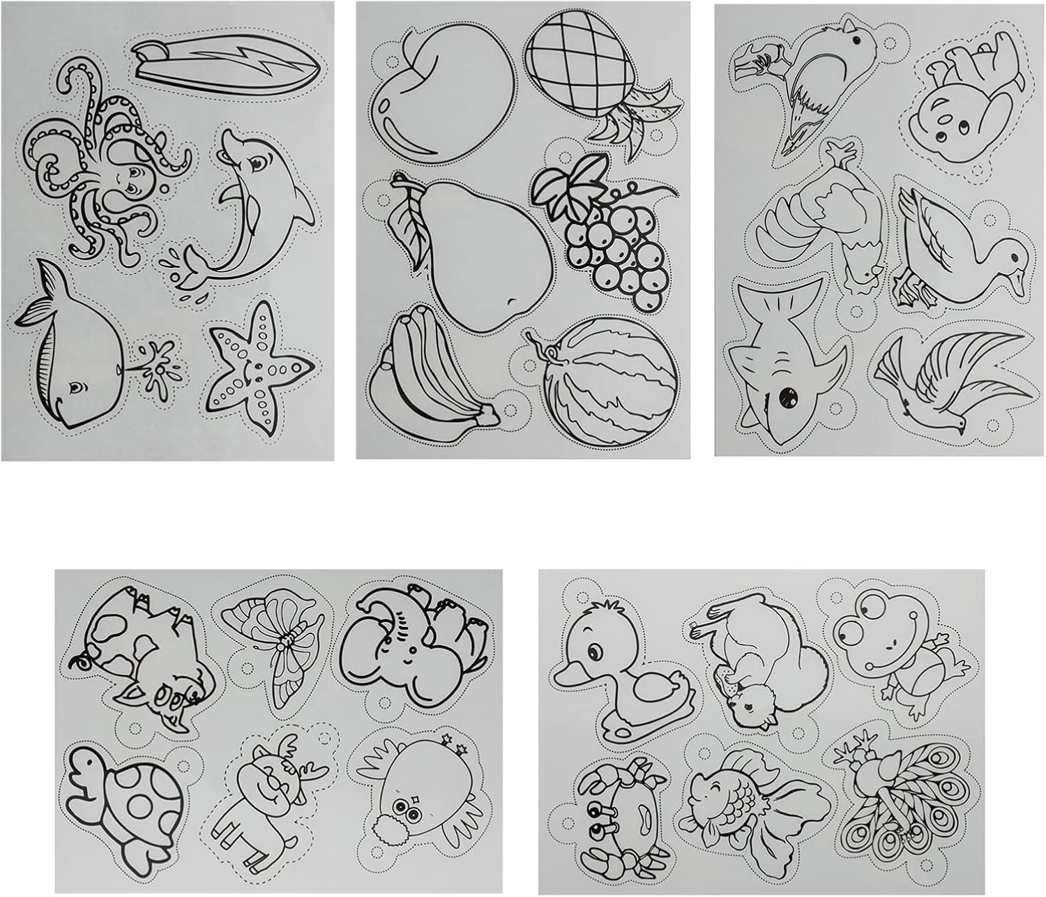IMIKEYA 5 Hojas de Plástico Termorretráctil Cangrejo Tortuga Sandía Pájaro Océano Patrón Shrinky Arte Película Papel para Niños DIY Artesanía Creativa Transparente