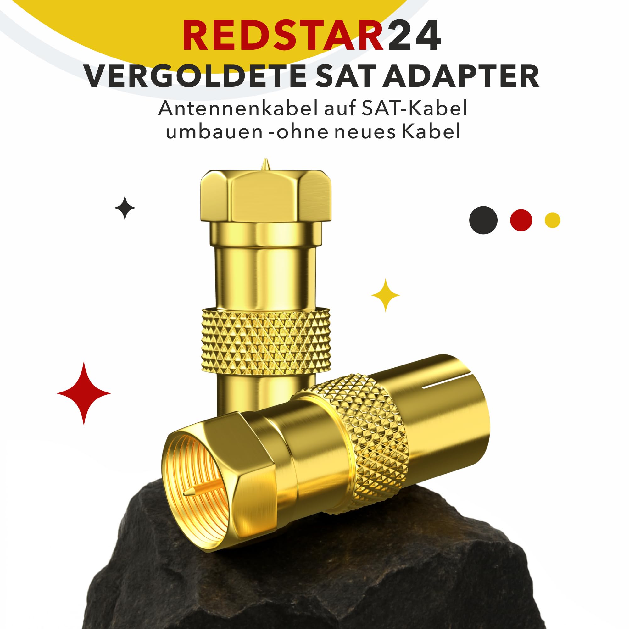 RedStar24 Adattatore SAT Coax Antenna - 1 Connettore F a Spinotto IEC Maschio e 1 Connettore F a Spinotto IEC Femmina, giunto coassiale per cavo coassiale - cavo antenna