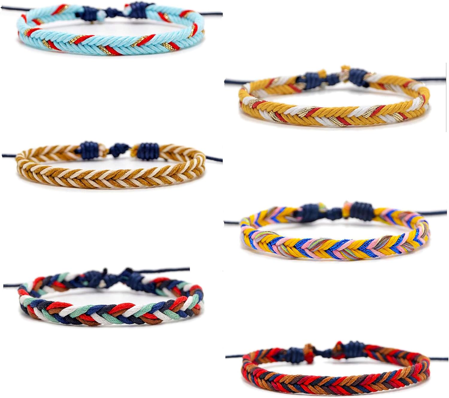 12 PCS Friendship Bracelet Hand-Woven Cotton and Linen Bracelet Adjustable Size 6-11 Inches Unisex(Wisdom)