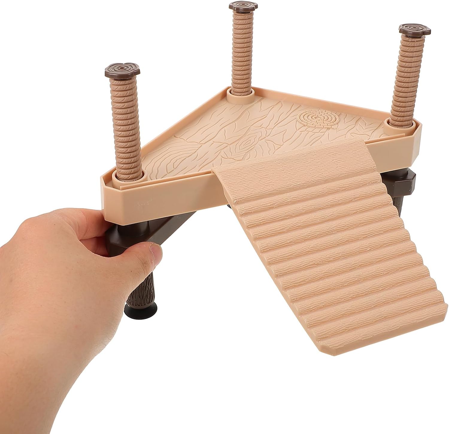 Toddmomy Wooden Turtle Basking Platform with Floating Ramp and Suction Cups Aquarium Turtle Tank Decor and Reptile Resting Dock