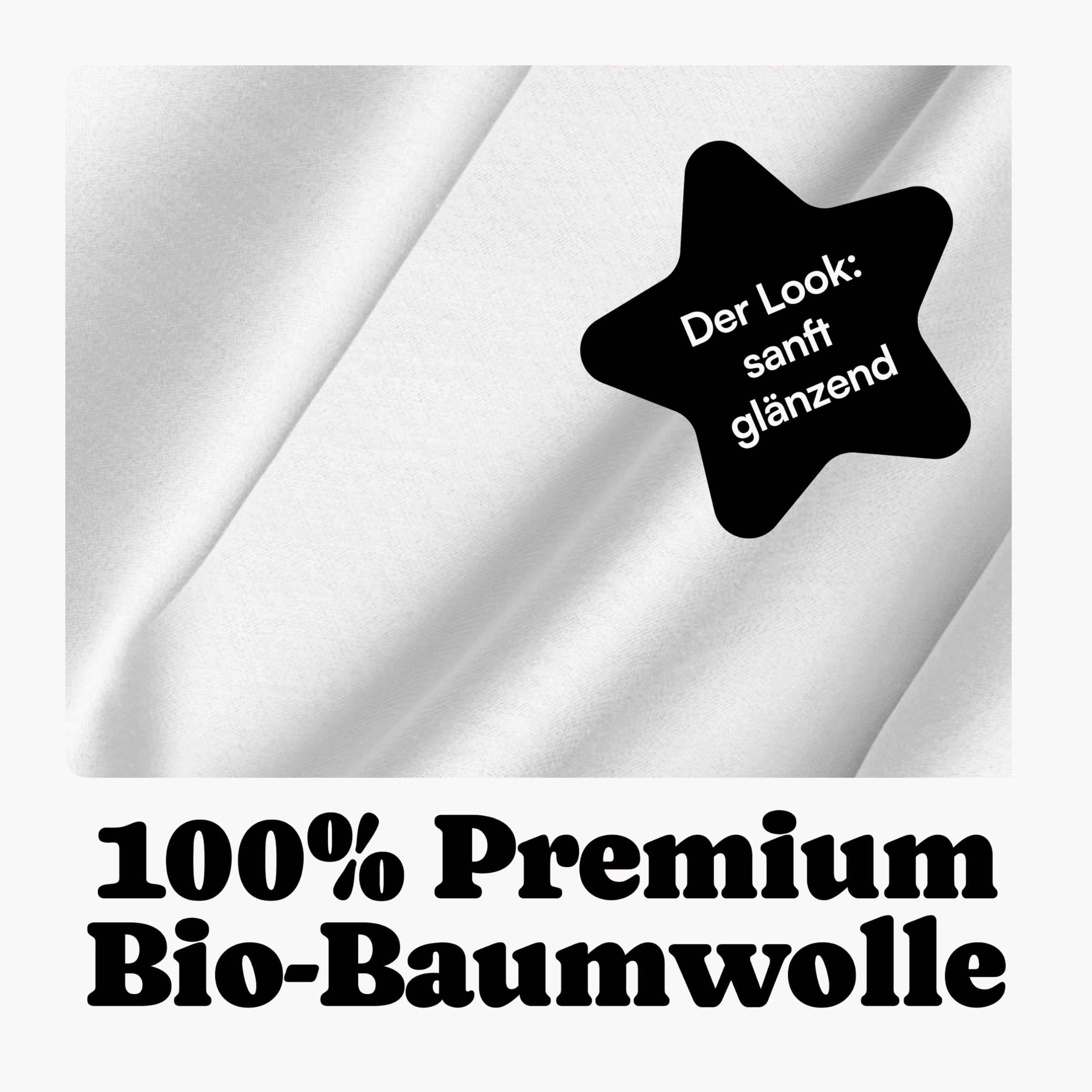Mako Bettwäsche Satin 135x200 cm Weiß (Bio-Baumwolle) + 80x80 Kissenbezug| Aesthetic Einfarbig