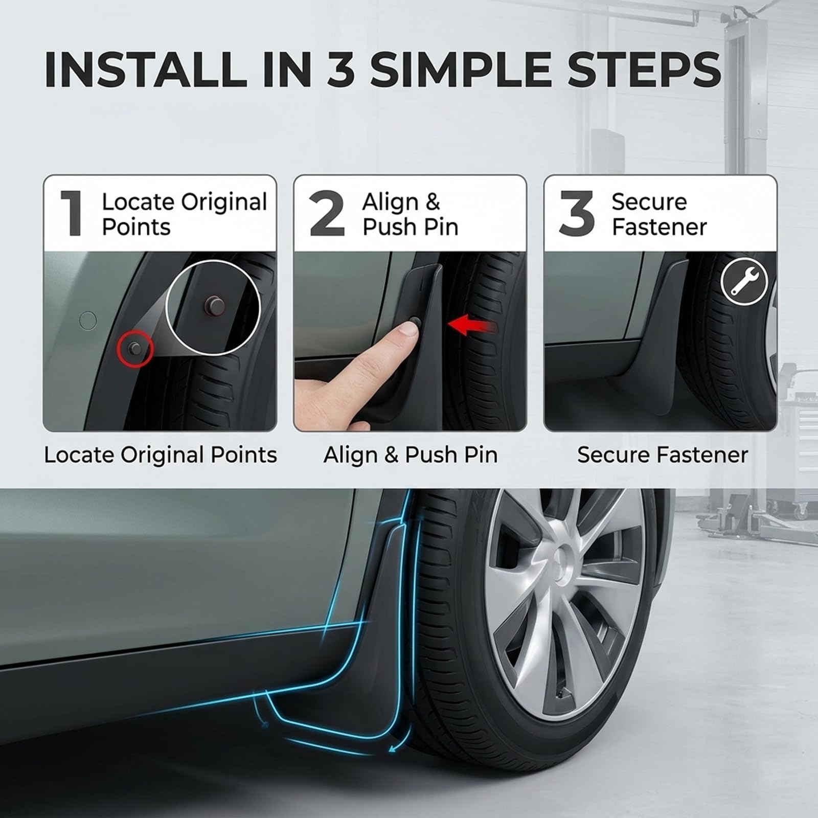 4 Pezzi Parafanghi, Paraspruzzi per Auto per Tesla Model Y, Accessori Auto Tuning, 2026 2025 Model Y, Non Necessaria Foratura, Forte Tenacità, Protezione Da Fango e Sassi