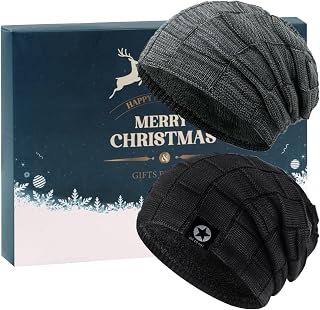 2 Pack Slouch Beanie Warm Mens Womens Soft Beanies Hats Slouchy Oversized Caps Knit Hats Winter Gift for Men