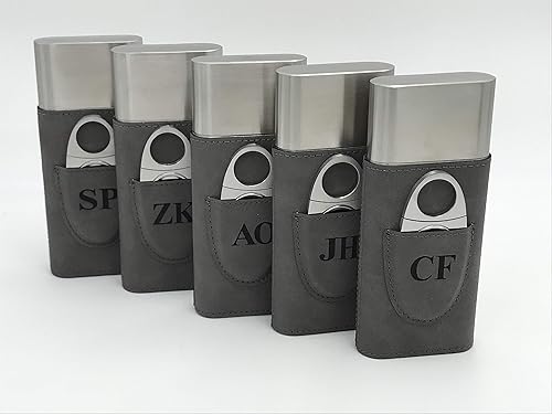 Miniatura 6 de Estuche y cortador de cigarros personalizados, grabado y monograma (bolsillo negro y plateado o tapa grabada)