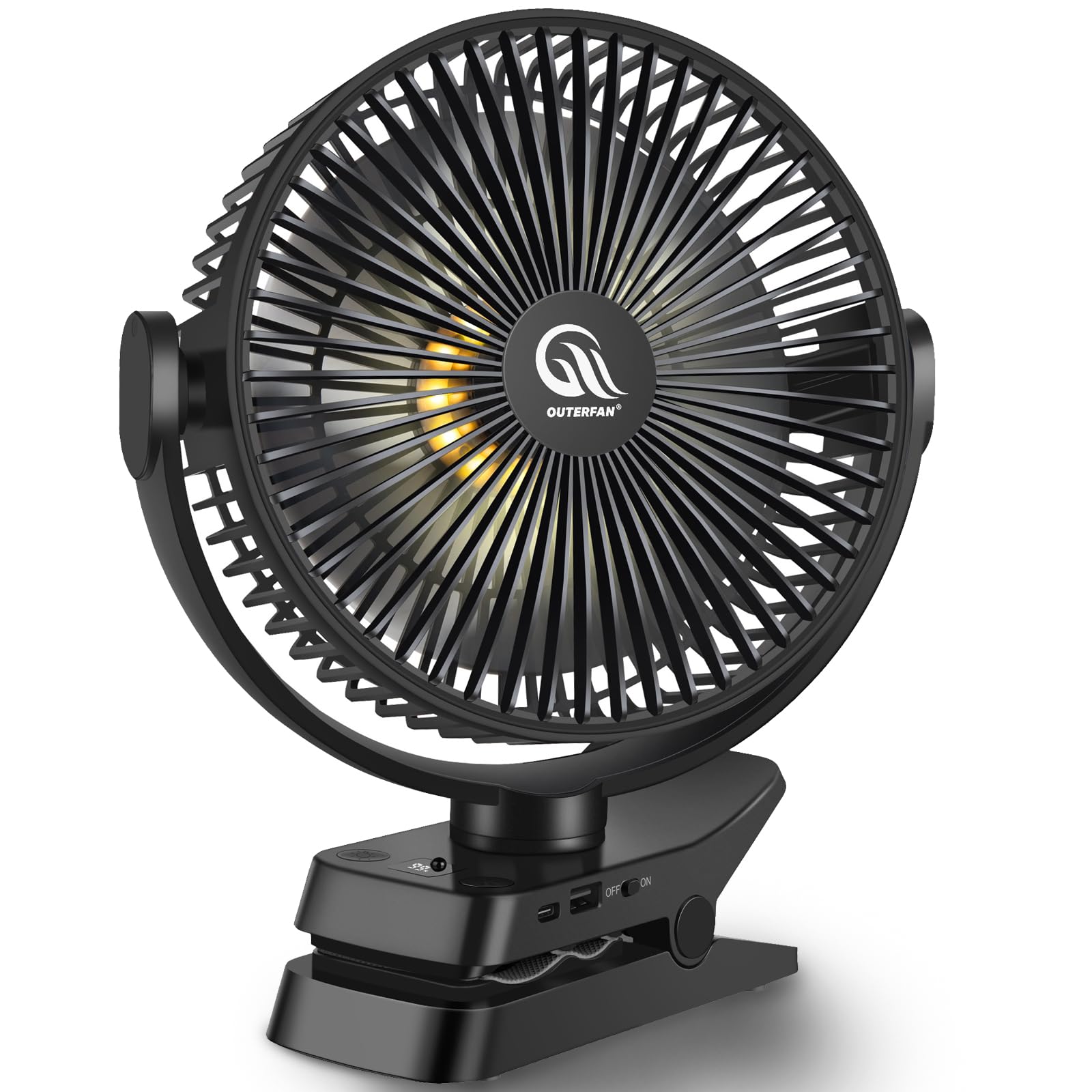 Ventilateur portable de 20,3 cm avec minuterie et lumières LED