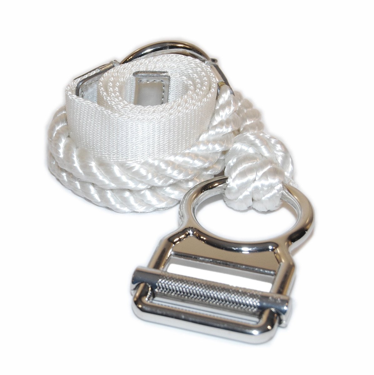 Polo Collection Womens Nautical Tri-Strap Rope Belt Italy White Small $475