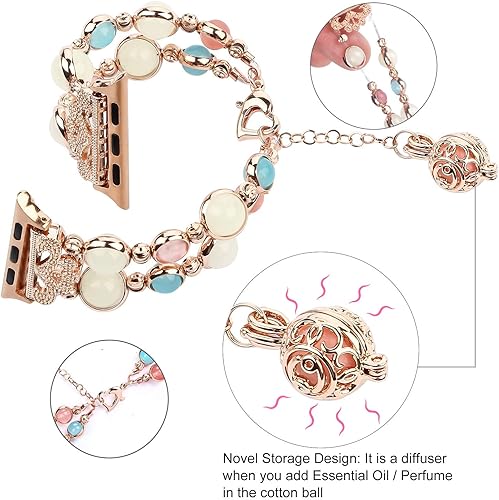 Miniatura 4 de TILON Para Apple Watch Correa de 38 mm, 40 mm, 41 mm, 42 mm, 44 mm, 45 mm, 49 mm Series 9 8 7 6 5 4 3 2 1 & SE, Pulsera de iWatch de perlas