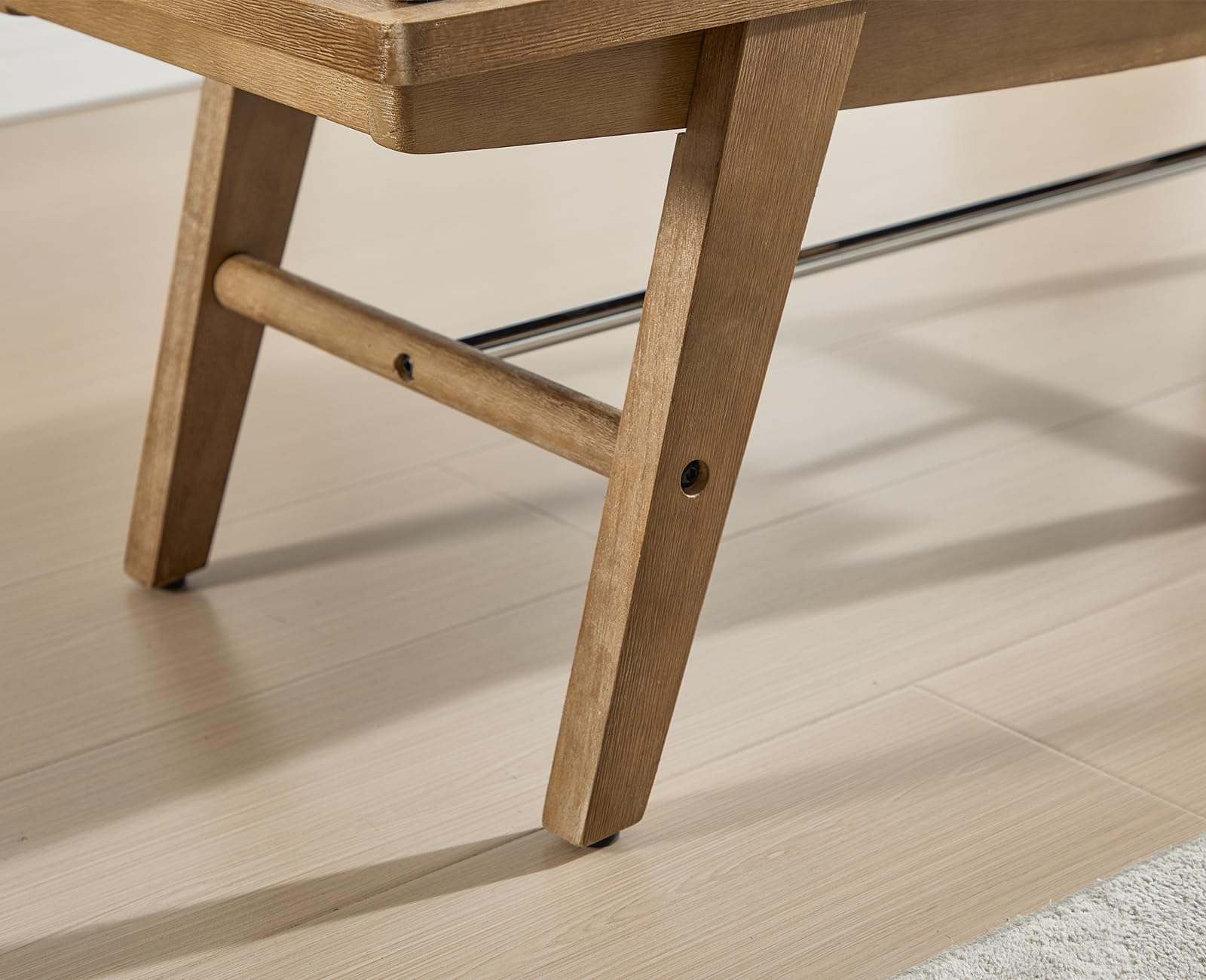 Banc Bois Massif et Lin Banc Ottoman Confortble Banquette d'Entrée Style Rétro pour Chambre Salon, Beige Patten