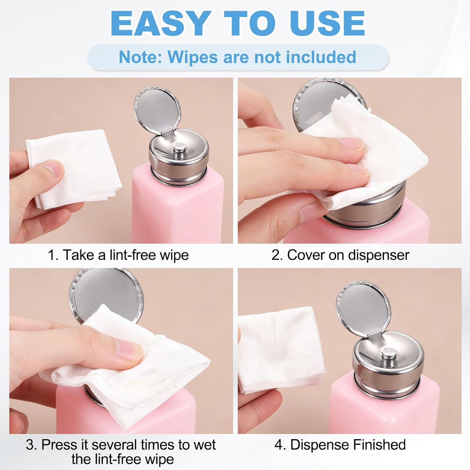 Liquid Dispensers Push Down, Pump Dispenser Bottle Empty Push Top Bottles Refillable Containers with Cap 120ml(4oz) & 2 Pcs & Yellow - for (Solvent/Nail Polish/Makeup Remover)