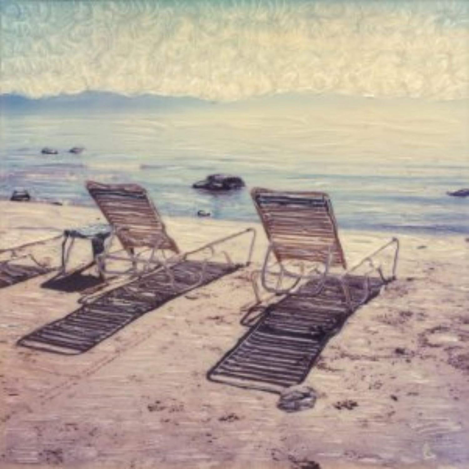 Blue and Gray Relaxing Respite Outdoor Canvas Square Wall Art Decor 24" x 24"