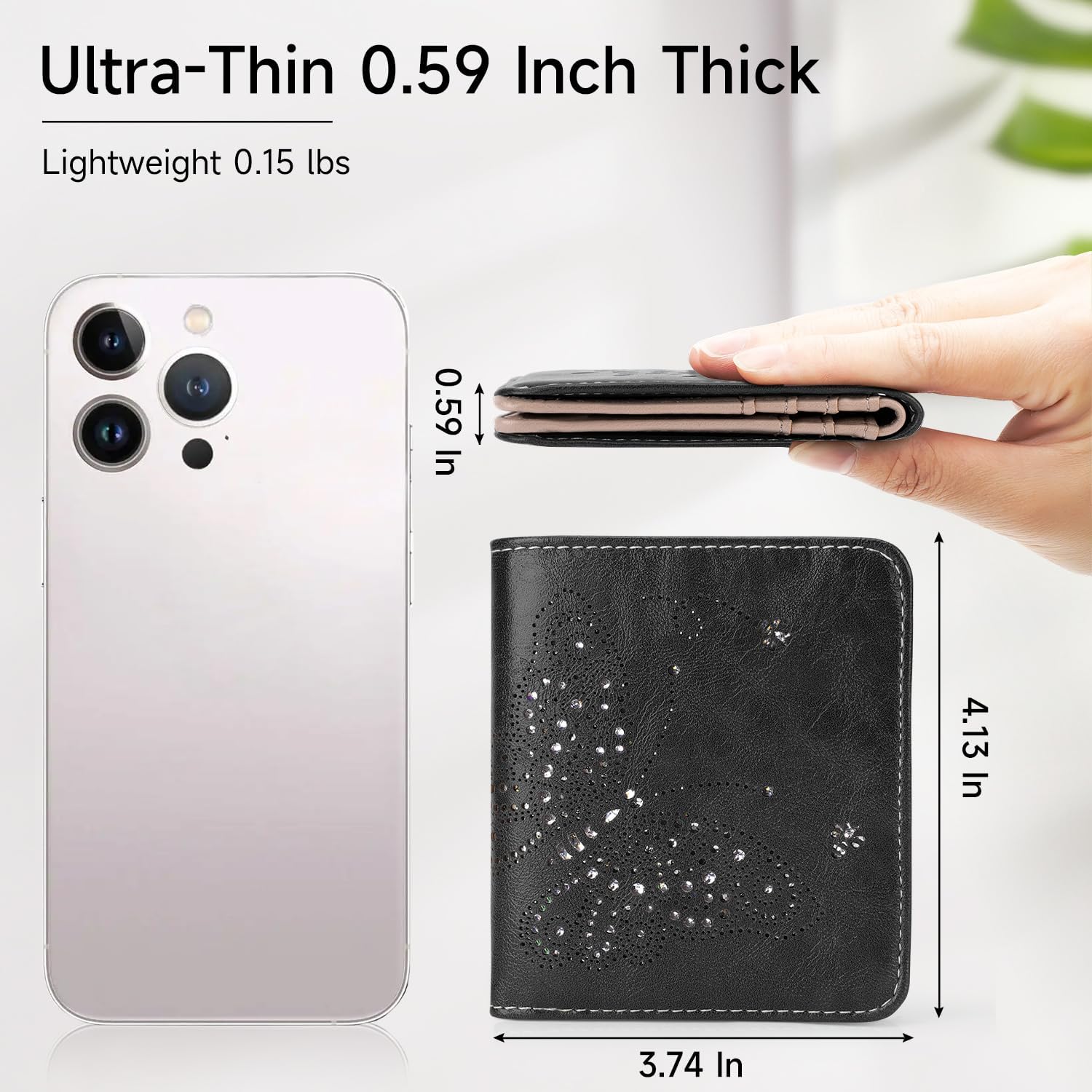 Small RFID Wallet Women Ultra Thin Slim Womens Wallet Mini Compact Bifold Pocket Ladies Wallets for Women BLACK - Image 2