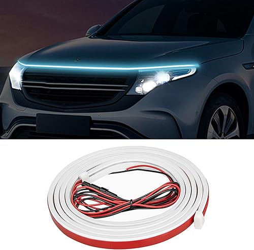 Paquete de 1 tira de luces LED para automóvil, 70 pulgadas, impermeable, flexible, tira de luz de circulación diurna para automóvil, luz de capó