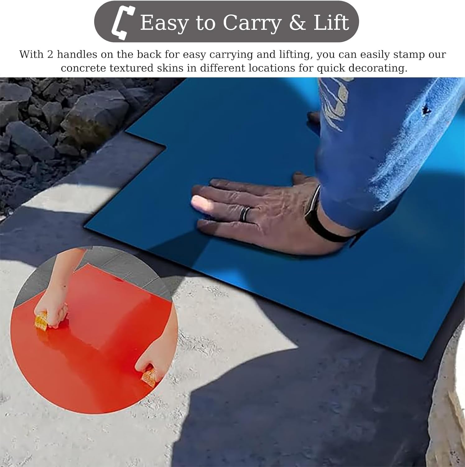 Rectangular Floor Concrete Texture Formwork, Seamless Stone Tile Concrete Impression Mat, Concrete Floor Impression Mat with Clear Pattern