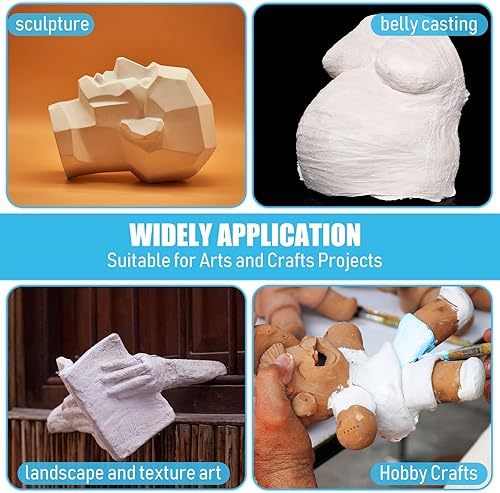 Miniatura 7 de Paquete de 20 vendajes de gasa de yeso a granel a granel cada rollo de tiras de yeso de 5 yardas, kit de moldeo para el vientre para el lanzamiento