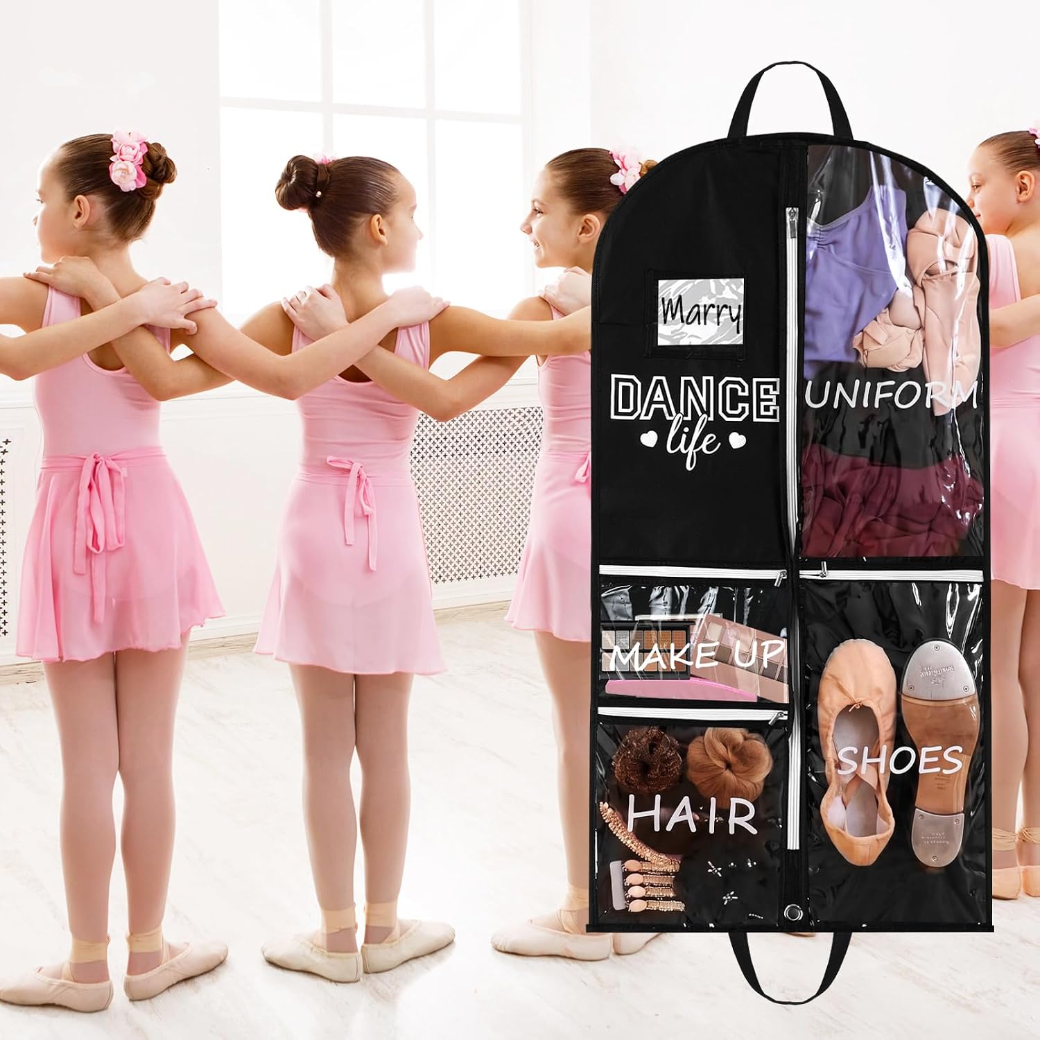 Blushtier 40 Inch Clear Garment Bag Dance Cheer Costume 5 Pockets, Dance