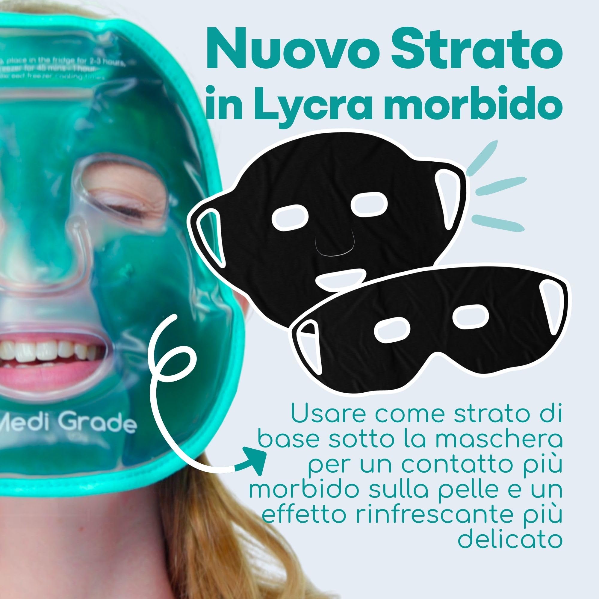 Maschera Viso e Occhi Rinfrescante – Gel a Tecnologia Medi Grade – Set Completo di Maschera per il Viso, Patch Occhi e Contorno Occhi, con Borsa – Rinfresca, Contro Gonfiore e Occhiaie