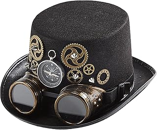 Dreuhuing Unisex Steampunk Top Hats, Steampunk Top Hat with 