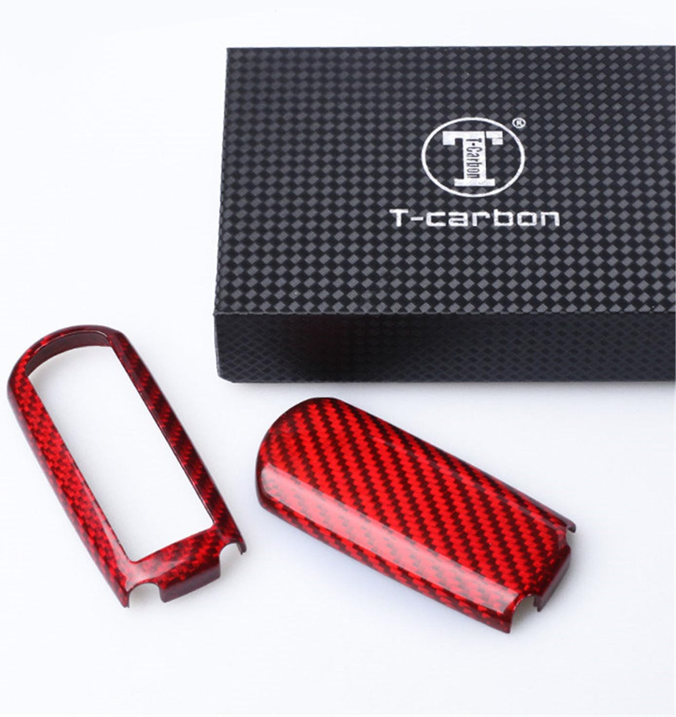Genuine Carbon Fiber Key Fob Cover for Mazda 2 3 Axela 5 6 Atenza 8 CX-3 CX-4 CX-5 CX-7 CX-9 MX-5 Miata for Toyota Yaris for Scion iA Smart Car Remote Key Fob Case for Men Women - Red