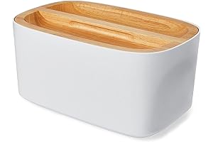 Modern Bamboo Fiber White Marble Bread Box for Kitchen Countertop