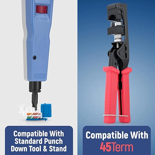 Miniatura 5 de Everest - Paquete de 20 conectores Keystone RJ45 Cat6 en ángulo de 45, color azul, conectores RJ45 hembra de perfil delgado, conector Keystone Cat