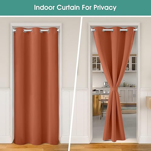 Miniatura 18 de HOMEIDEAS Cortinas de puerta para privacidad de puerta, cortina opaca para puerta de armario para dormitorio, cortinas con aislamiento con lazo