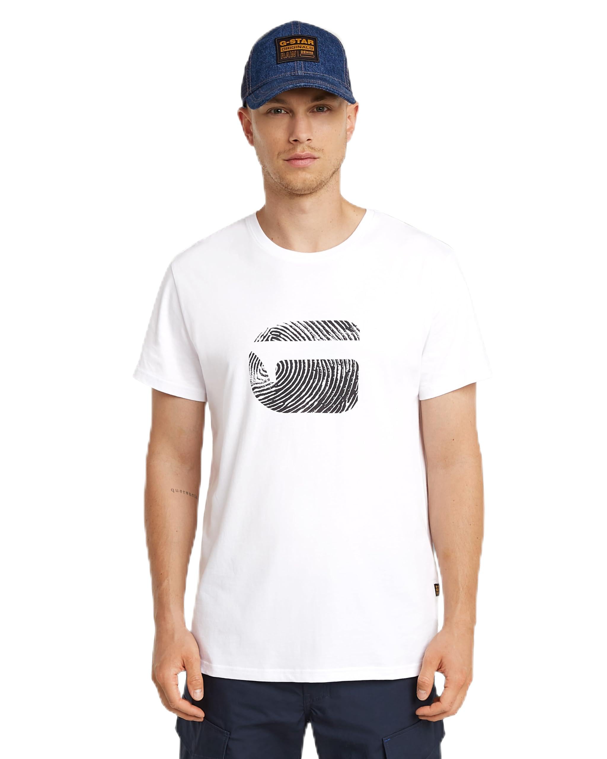 G-STAR Men's Finger Print Burger R T T-Shirt, White (White D26041-c506-110), M