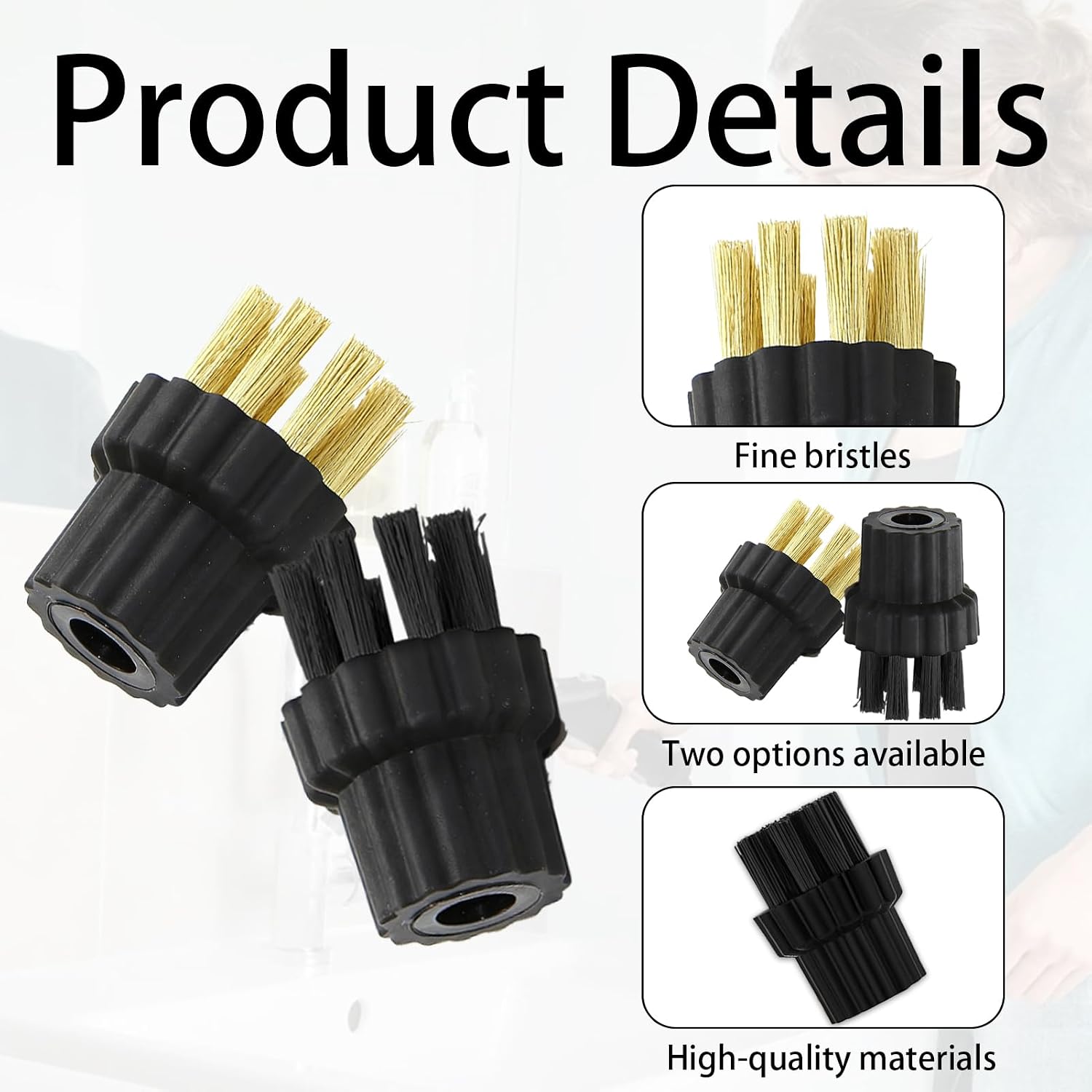 24Pcs Steam Cleaner Attachments M8 Steam Cleaner Brush Head Steam Mop Accessories Includes 12 Pcs Nylon Brushes 12 Pcs Brass Brushes Bulk Steamer Brush for Hard Surface
