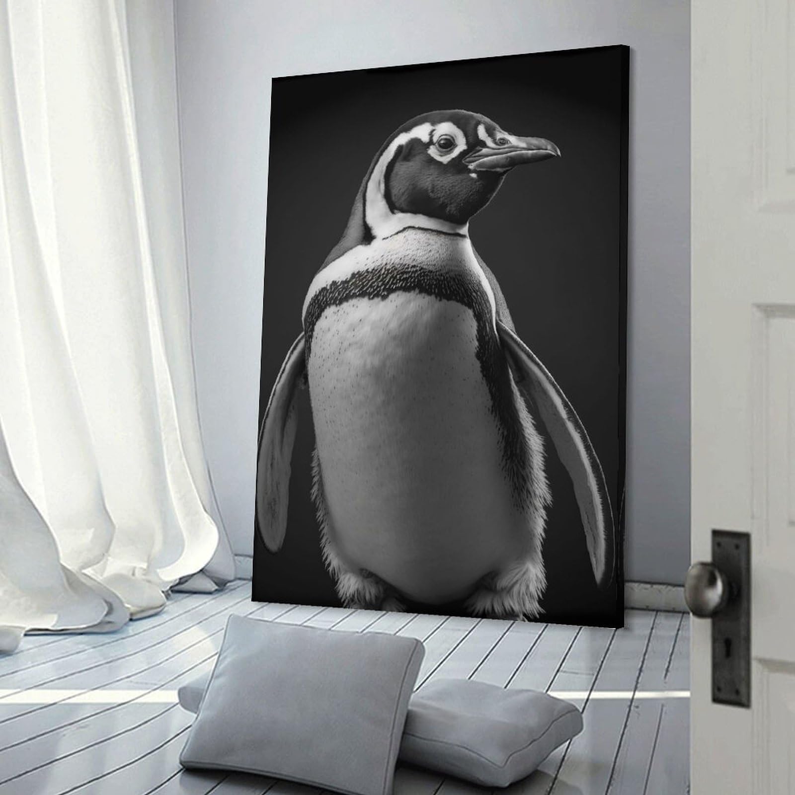 Junmoney Portrait of A Peguin Canvas Wall Decor, 20x30inch(50x75cm), for Gallery Wall Decor And Room Displays, Wall Decor Suited to Curated Displays