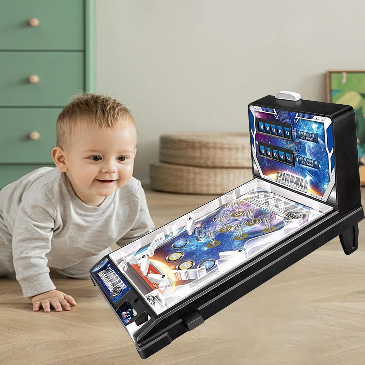Flipper Électronique pour Enfants Cadeaux Anniversaire Noël, Jouet Rétro pour Adultes de Bureau, avec Lumières et Sons et Indicateur de Score Pinball Électronique de Table Jouet